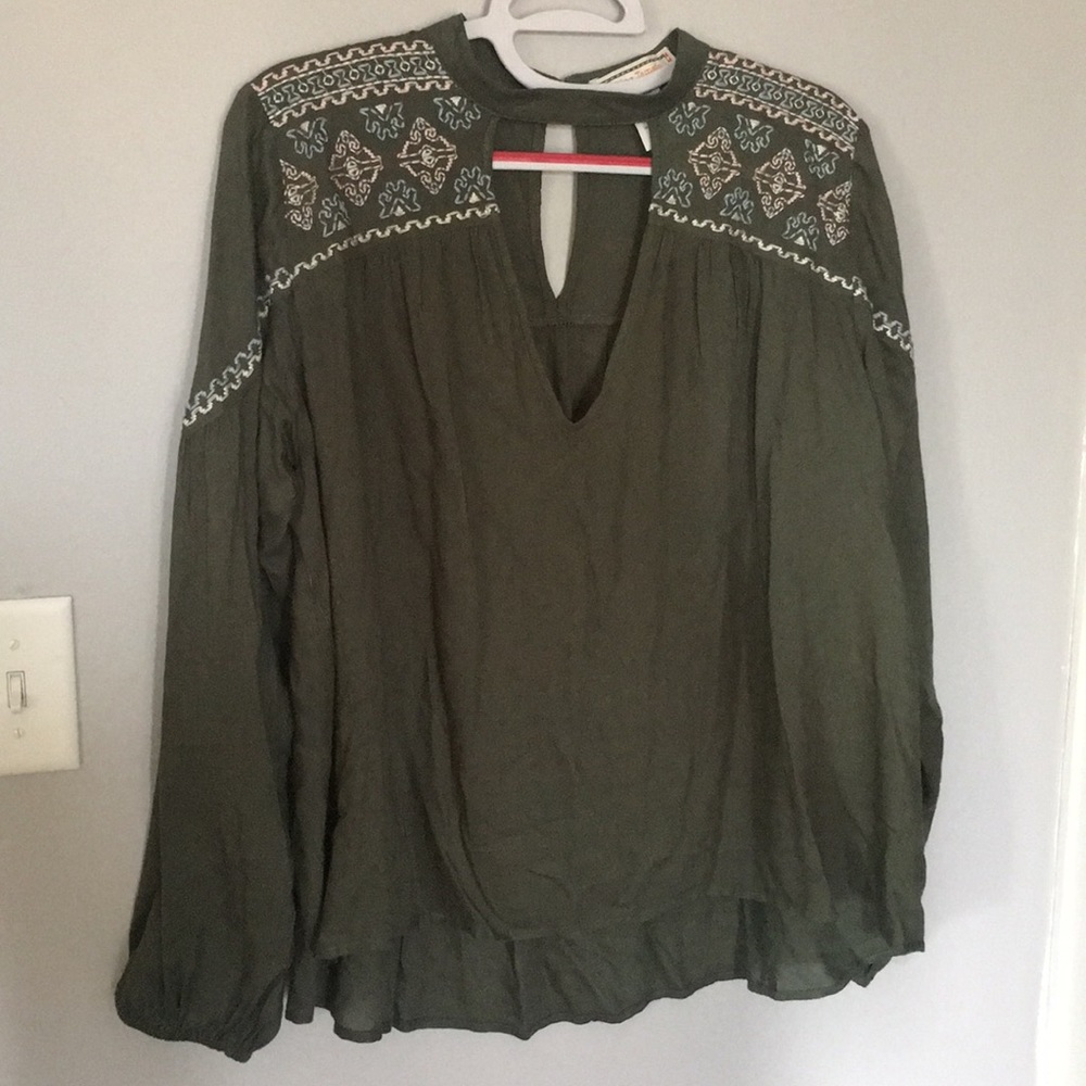 Green peasant top